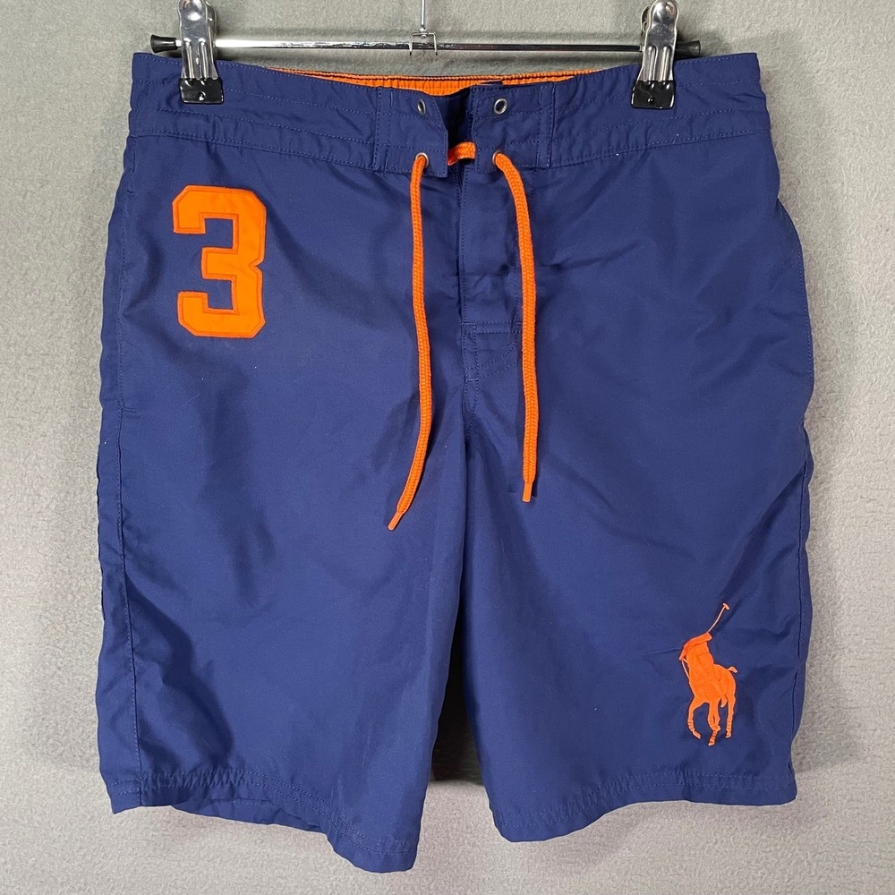 Polo Ralph Lauren Swim Trunks Boys M Navy Big Pony Logo Drawstring Shorts
